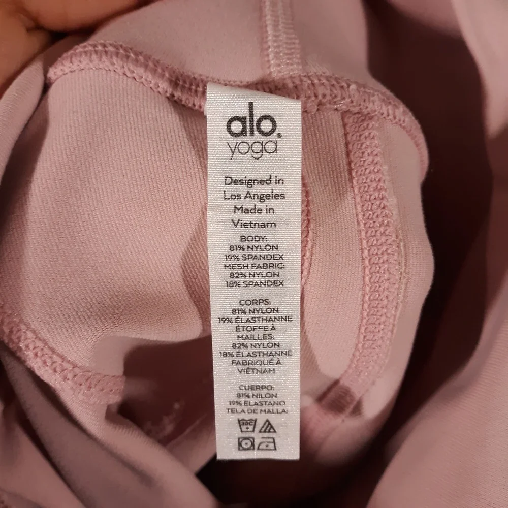 Alo Yoga Leggings Womens Size XS Pink Mesh Leg Fitted Athletic